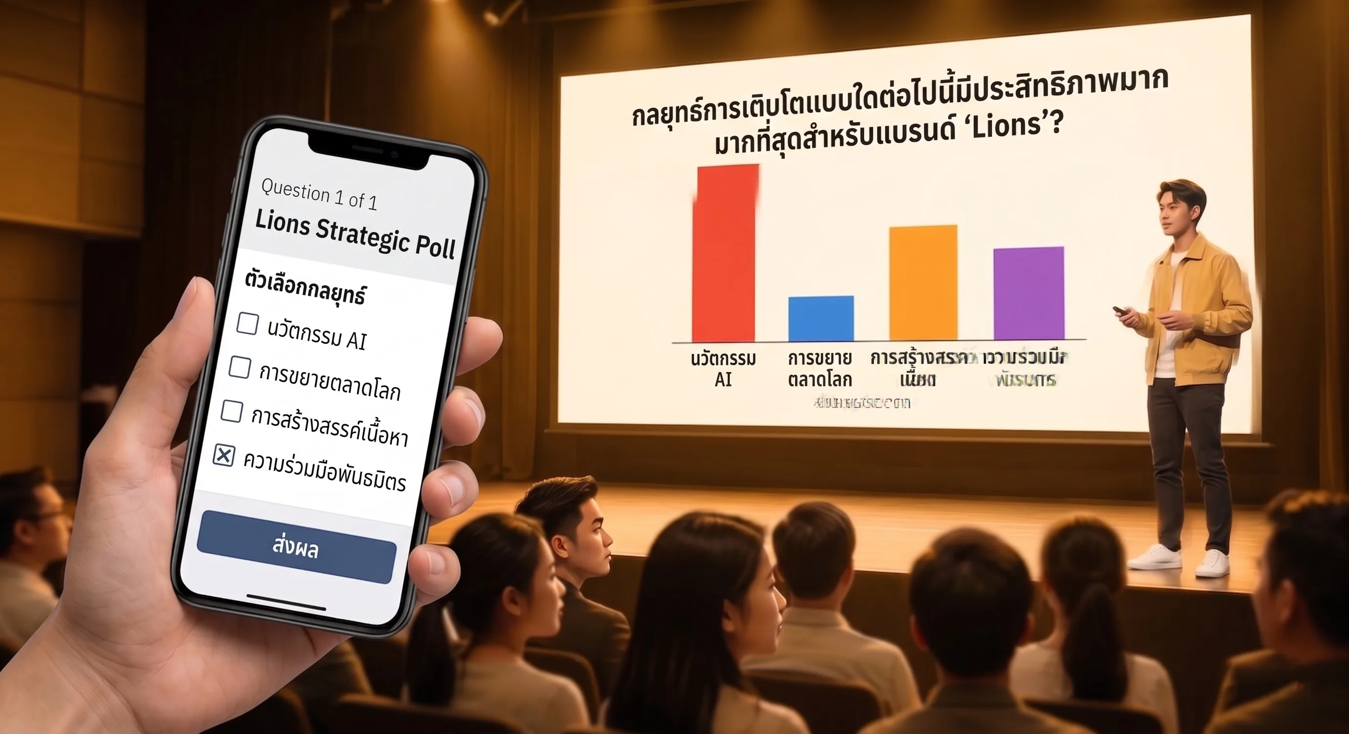 ตัวอย่างหน้าจอระบบโหวตสด PowerVote